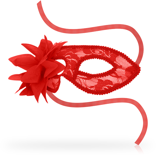 Antifaz Veneciano Encajes y Flor Rojo - OhMama