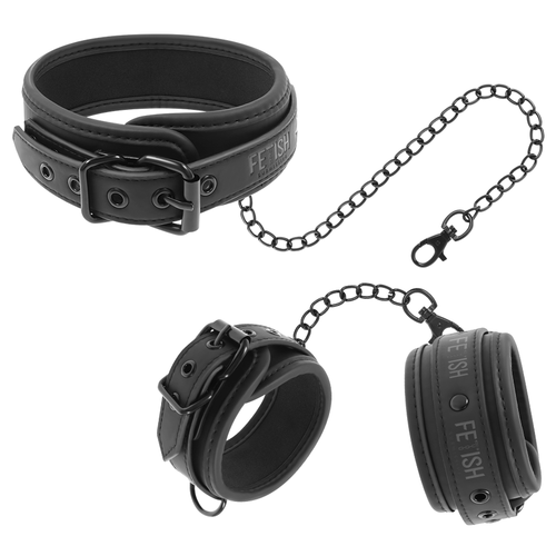 Set Collar y Esposas BDSM Cuero Vegano - Fetish Submissive
