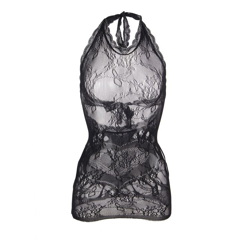 Vestido Corto Rejilla Espalda Descubierta Corazón Negro - Subblime