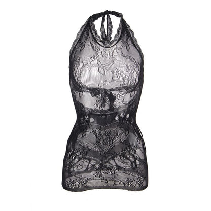 Vestido Corto Rejilla Espalda Descubierta Corazón Negro - Subblime