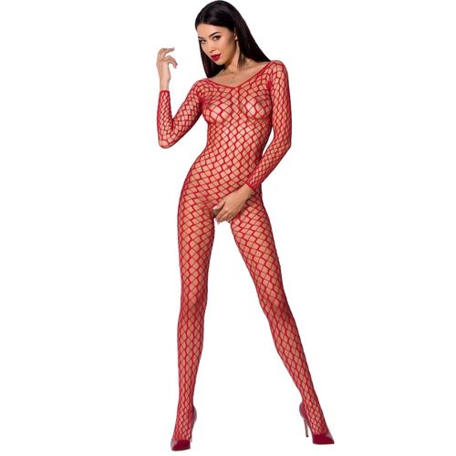 Bodystocking Rojo Red Encaje con Abertura - Passion