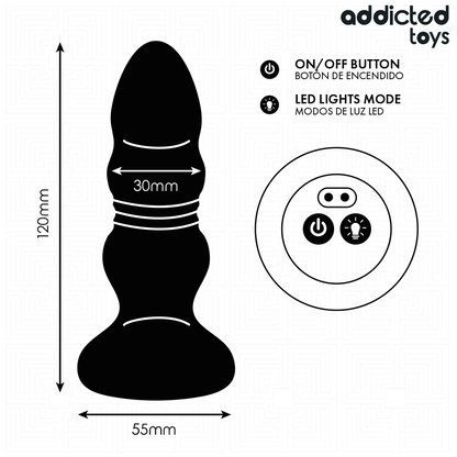 Plug Anal Vibrador Thrusting Luz LED Control Remoto - Addicted Toys