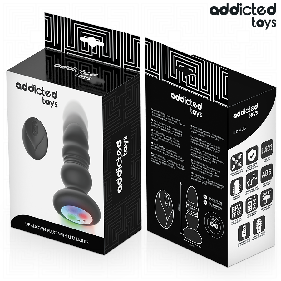 Plug Anal Vibrador Thrusting Luz LED Control Remoto - Addicted Toys